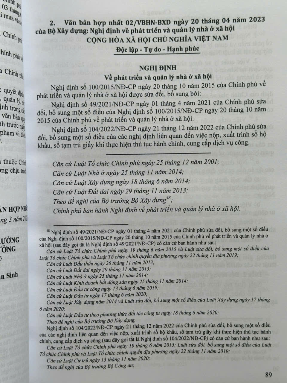 Hệ Thống Văn Bản Hợp Nhất Nghị Định Về Chính Sách Phát Triển Nhà Ở, Quản Lý Chất Lượng, Thi Công Xây Dựng, Bảo Trì Công Trình Và Quản Lý Chi Phí Đầu Tư Xây Dựng - V2294T
