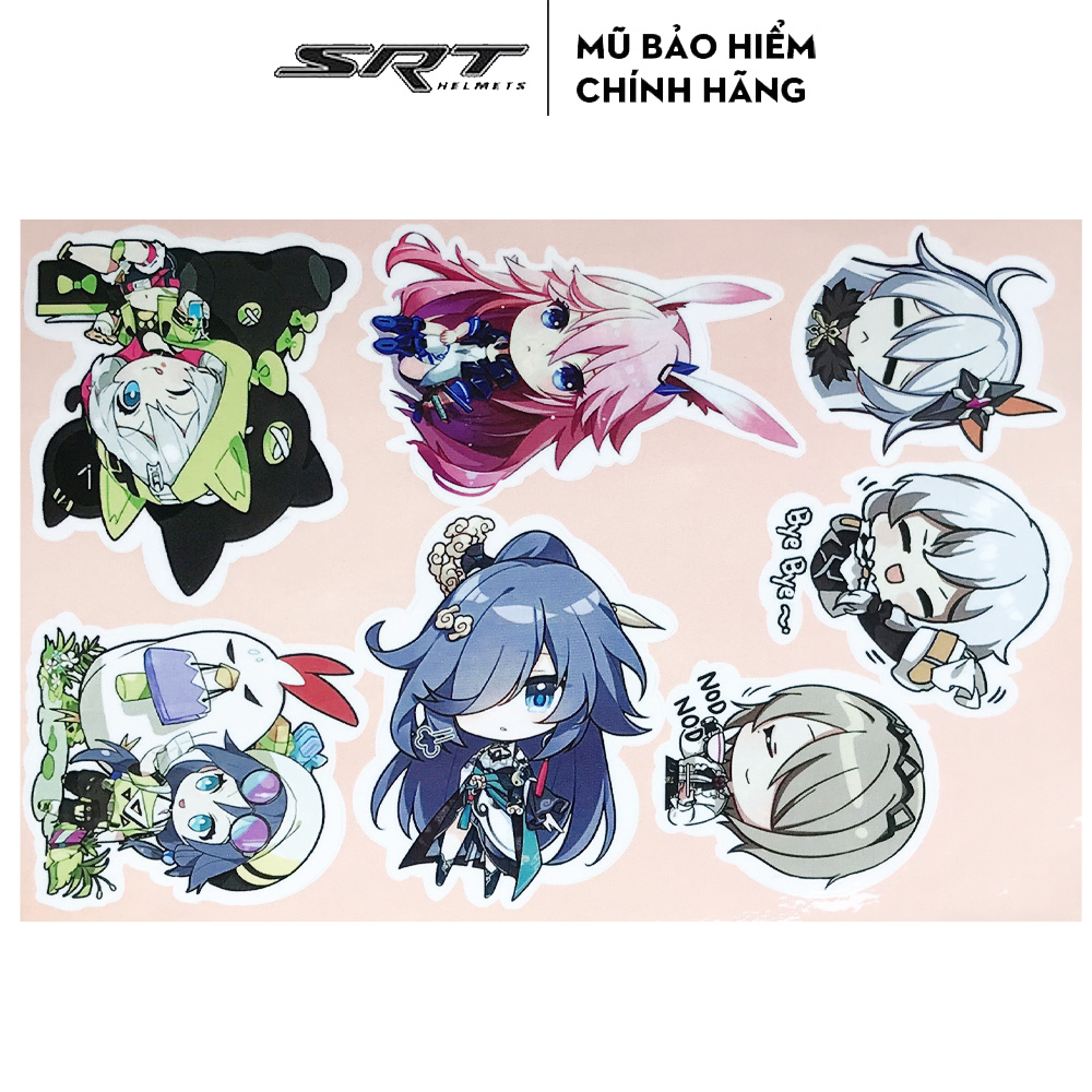 Bộ sticker chống thấm nước trang trí mũ bảo hiểm, laptop, bình nước, sổ tay,.. chủ đề one piece, vô diện, pokemon, nyanko Sensei, Honkai Impact 3-Hàng chính hãng