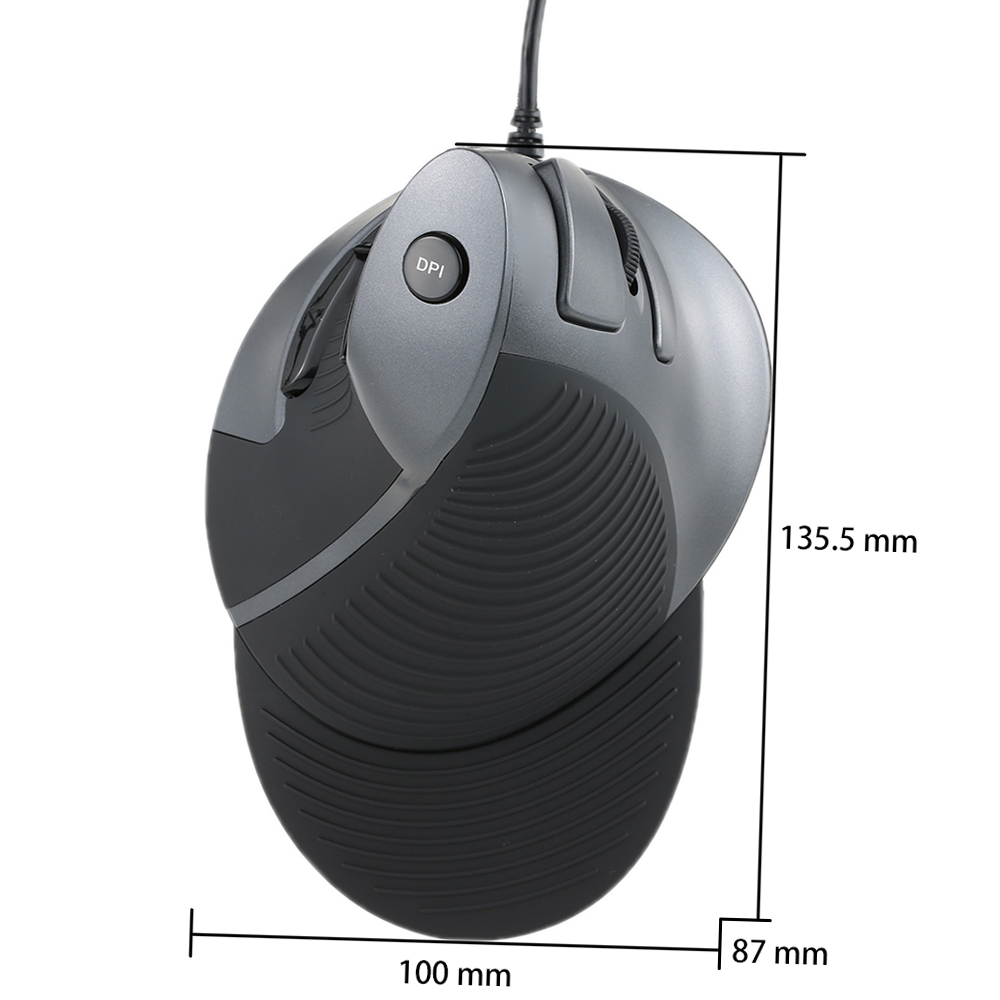 Chuột quang dọc Delux USB có dây Ergonomic có thể điều chỉnh 1600 DPI Các nút 5D với phần tựa tay có thể tháo rời