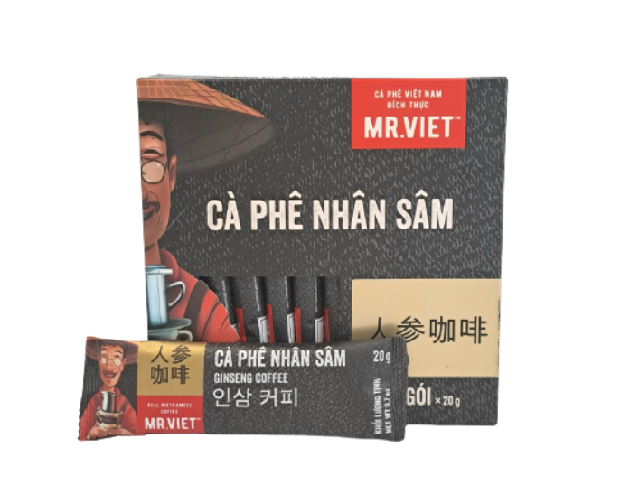 Cà phê Nhân Sâm -thương hiệu MR.VIET ( 12 gói  *20gr )