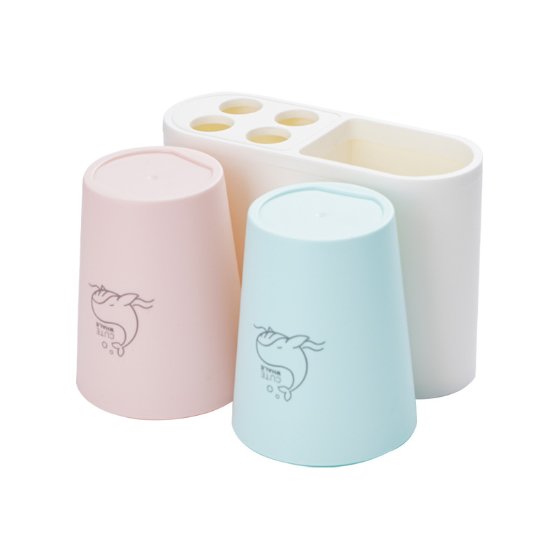 Kệ đựng bàn chải kem đánh răng EC3 - kèm 02 cốc lúa mạch dính tường tiện dụng