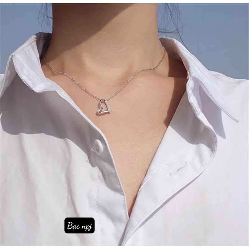 Dây chuyền tim xinh xắn, Vòng cổ nữ Bạc Ta- Bạc Npj