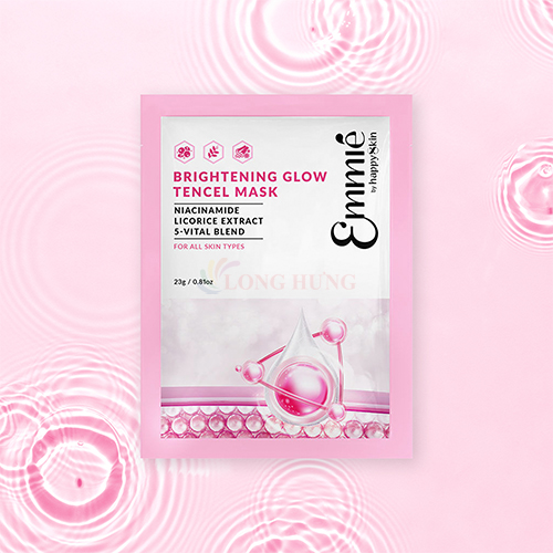 Mặt nạ vải sinh học Emmié by HappySkin Brightening Glow Tencel Mask giúp dưỡng trắng da chiết xuất cam thảo (1 miếng) - Hàng chính hãng