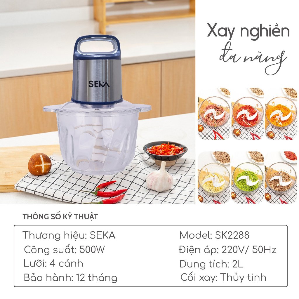 Máy Xay Thịt SEKA SK2288 Tay Cầm Inox - Hàng Chính Hãng