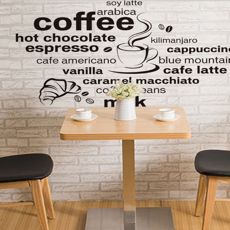 decal dán tường chữ coffee và thực đơn  jm7323