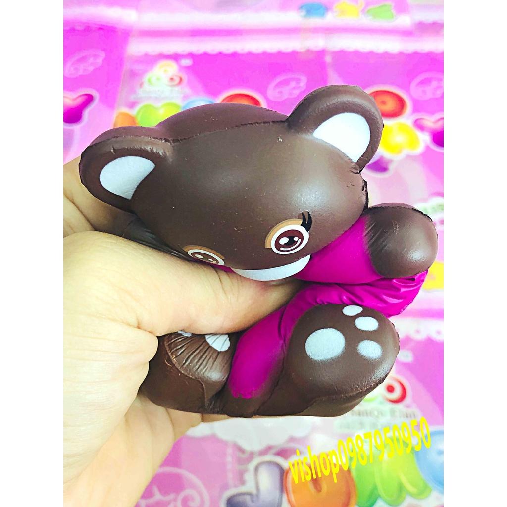 Squishy Lớn JUMBO Hình gấu nâu ôm trái tim hồng Đồ Chơi Xốp Giảm Stress Hình mềm mịn dễ Thương đàn hồi Cho Bé