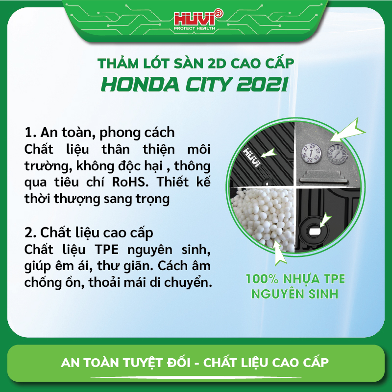 Thảm lót sàn ô tô Honda City 2021 cao cấp không thấm nước, không ẩm mốc, không mùi