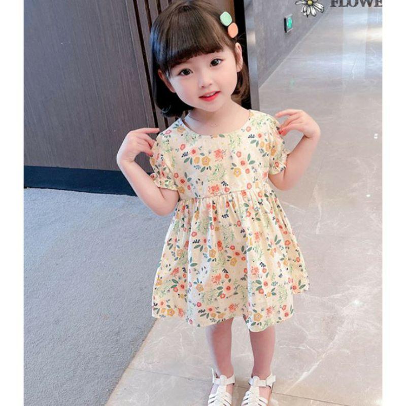Váy bé gái vải thô hoa nhí QATE562 - Đầm bé gái siêu mát