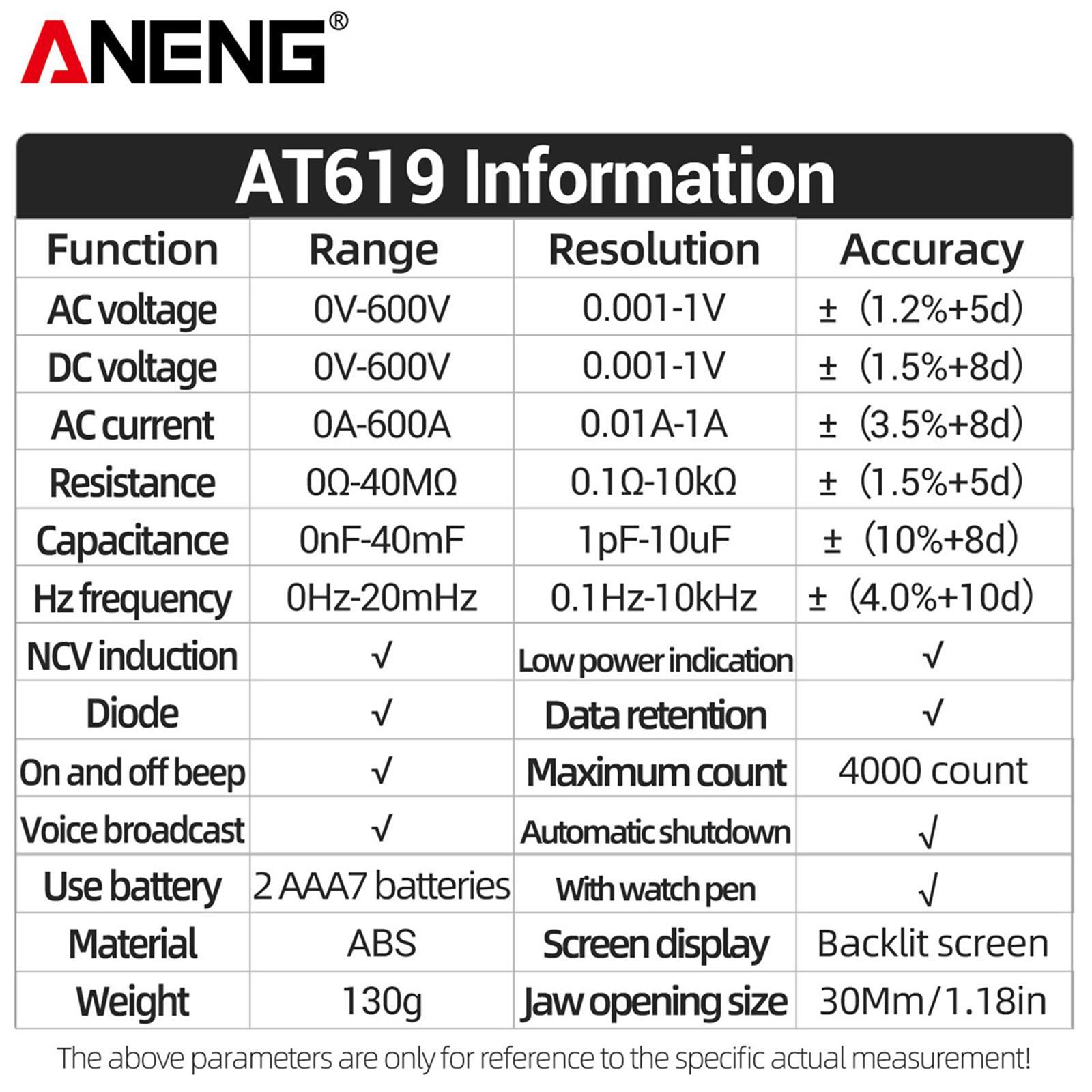Digital Clamp Meter Voltage Tester Tester Digital Clamp Meter Multimeter 4000 Counts Multimeter for Automotive Electrician Factories
