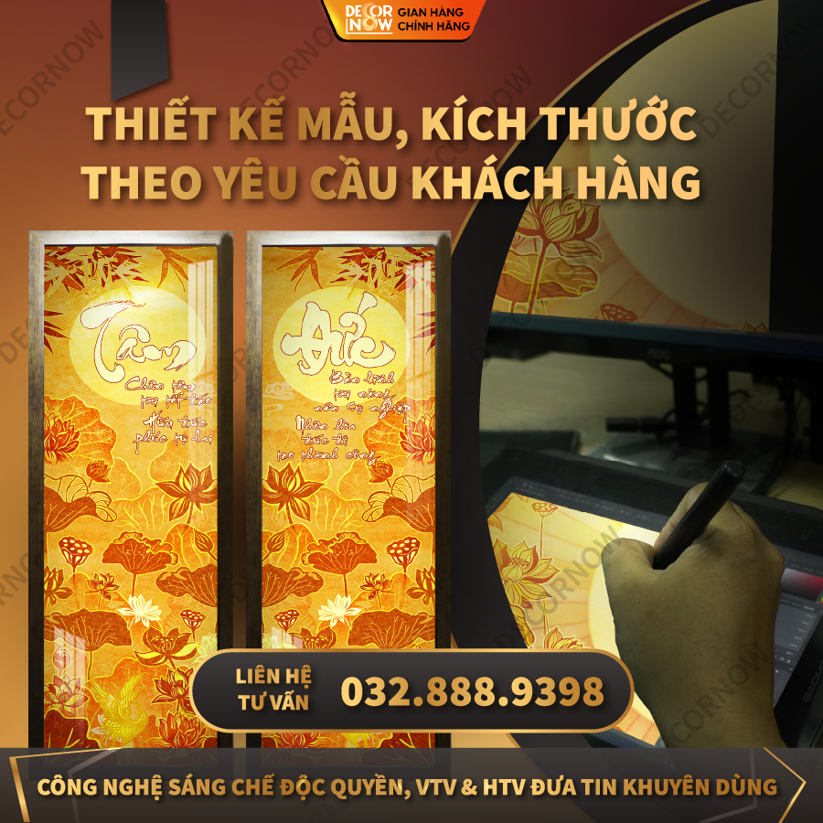 Đèn Hào Quang Phật In Tranh Trúc Chỉ ĐỐI DECORNOW, Trang Trí Ban Thờ Cho Tượng Phật, Hào Quang Trúc Chỉ DCN-30
