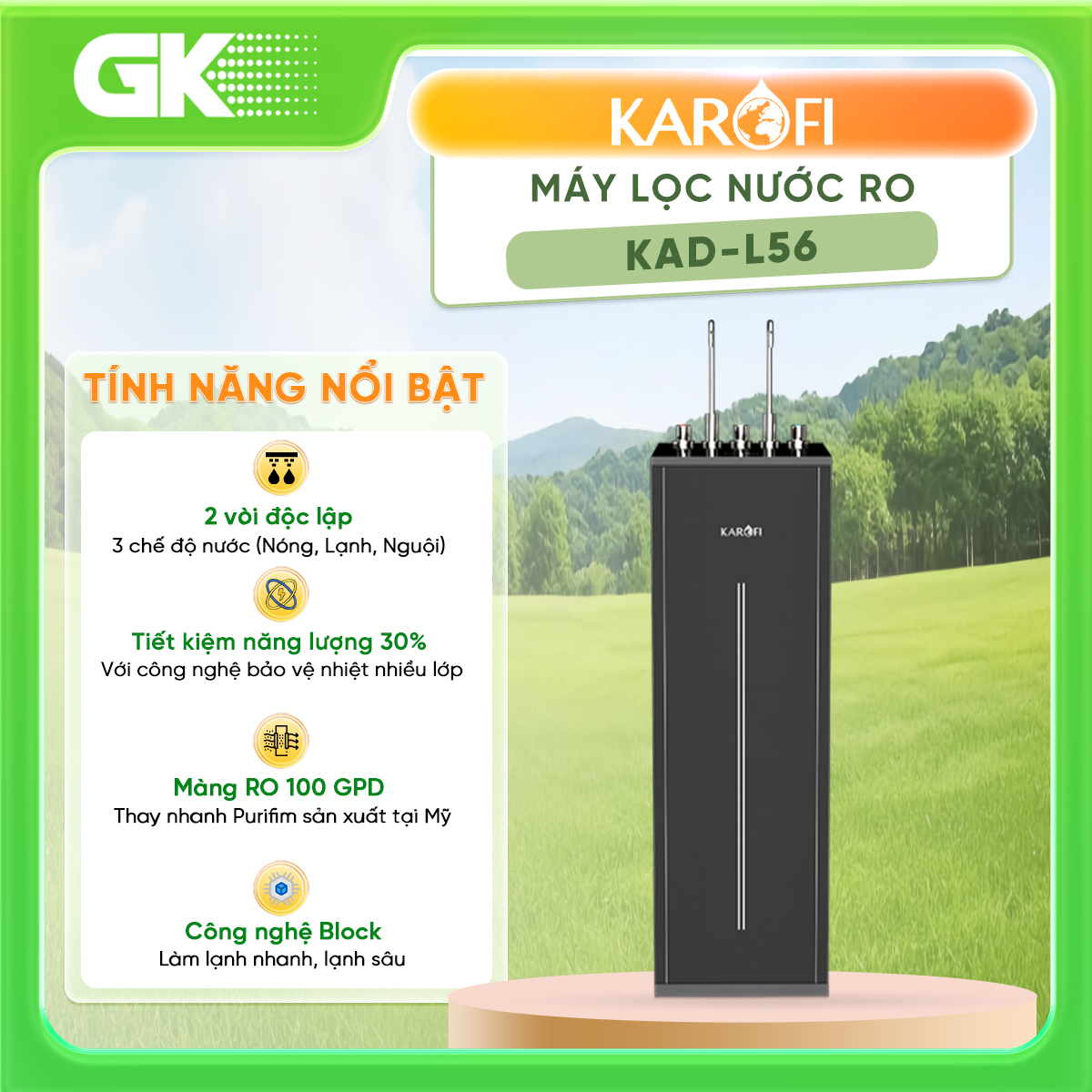 Máy lọc nước nóng lạnh Karofi KAD-L56 - Hàng chính hãng