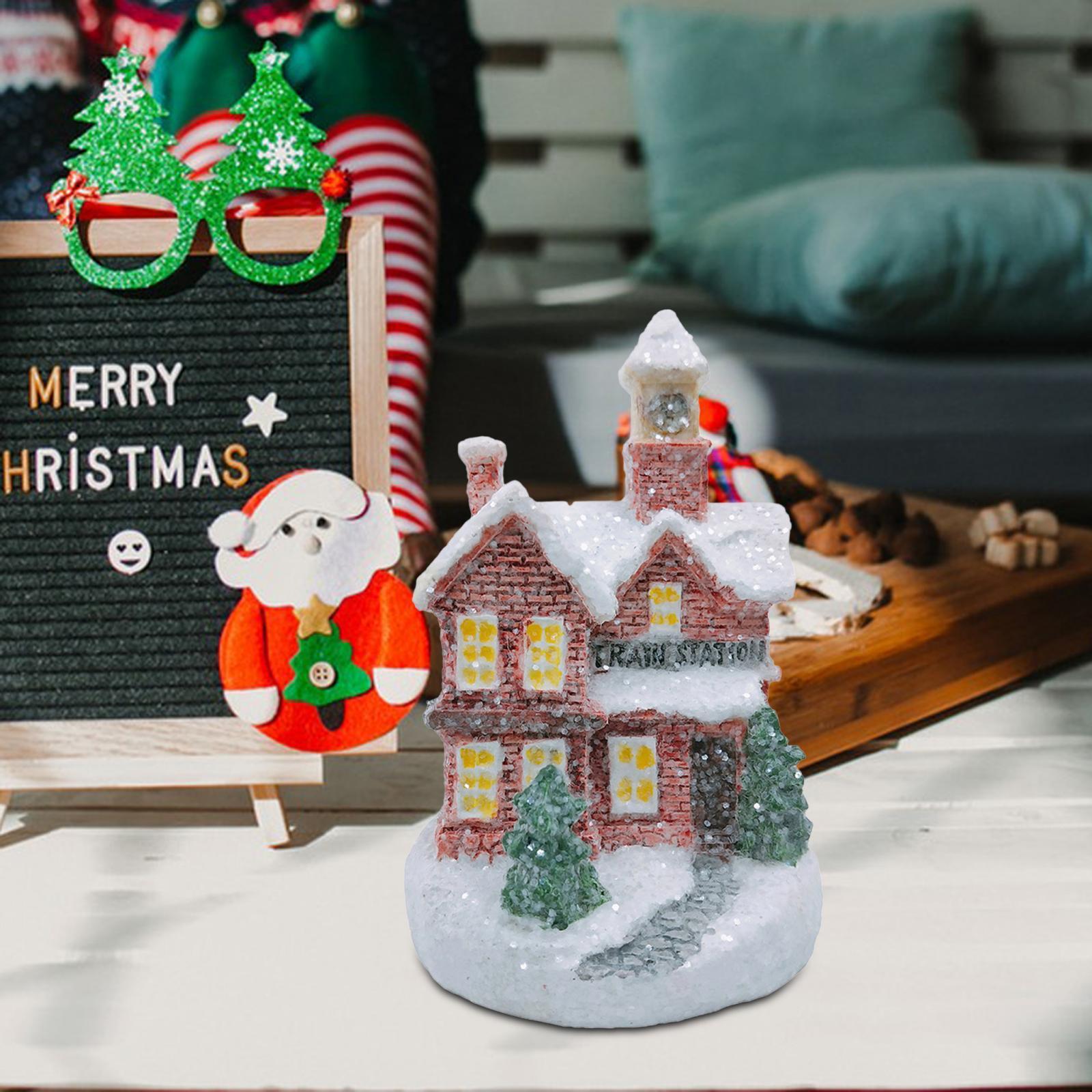Christmas Scene Lighted House Desk Decoration for Office Shop Window Bedroom