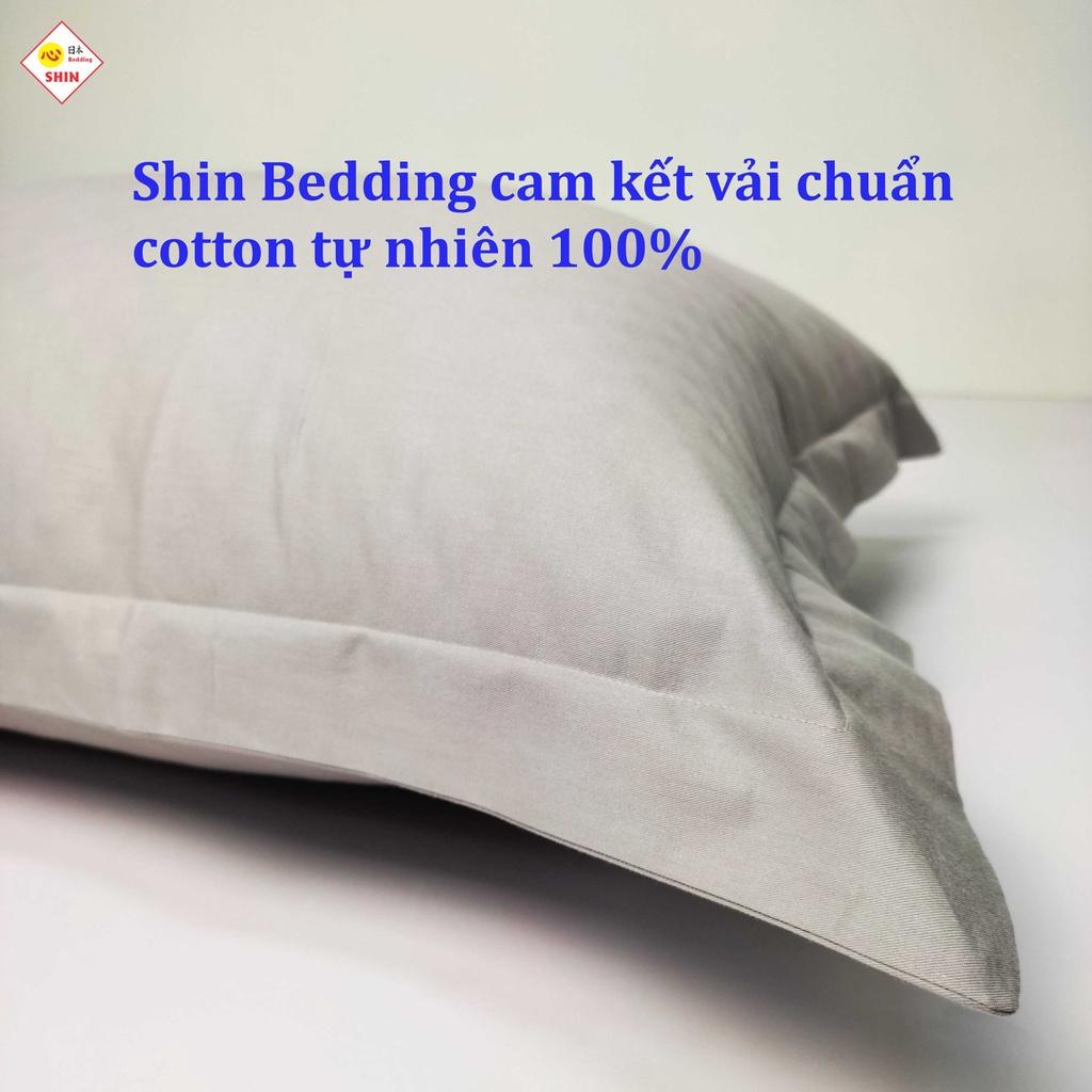 Vỏ gối cotton tự nhiên cao cấp 50x70cm màu xám