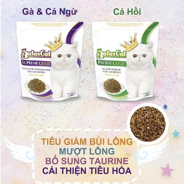 Thức Ăn Cho Mèo Con Aatas Cat Bao 1,2kg Vị Cá Hồi, Vị Cá Ngừ, Vị Gà Topping Cá Cơm Sấy Khô (Lông Mượt, Giảm Búi Lông)