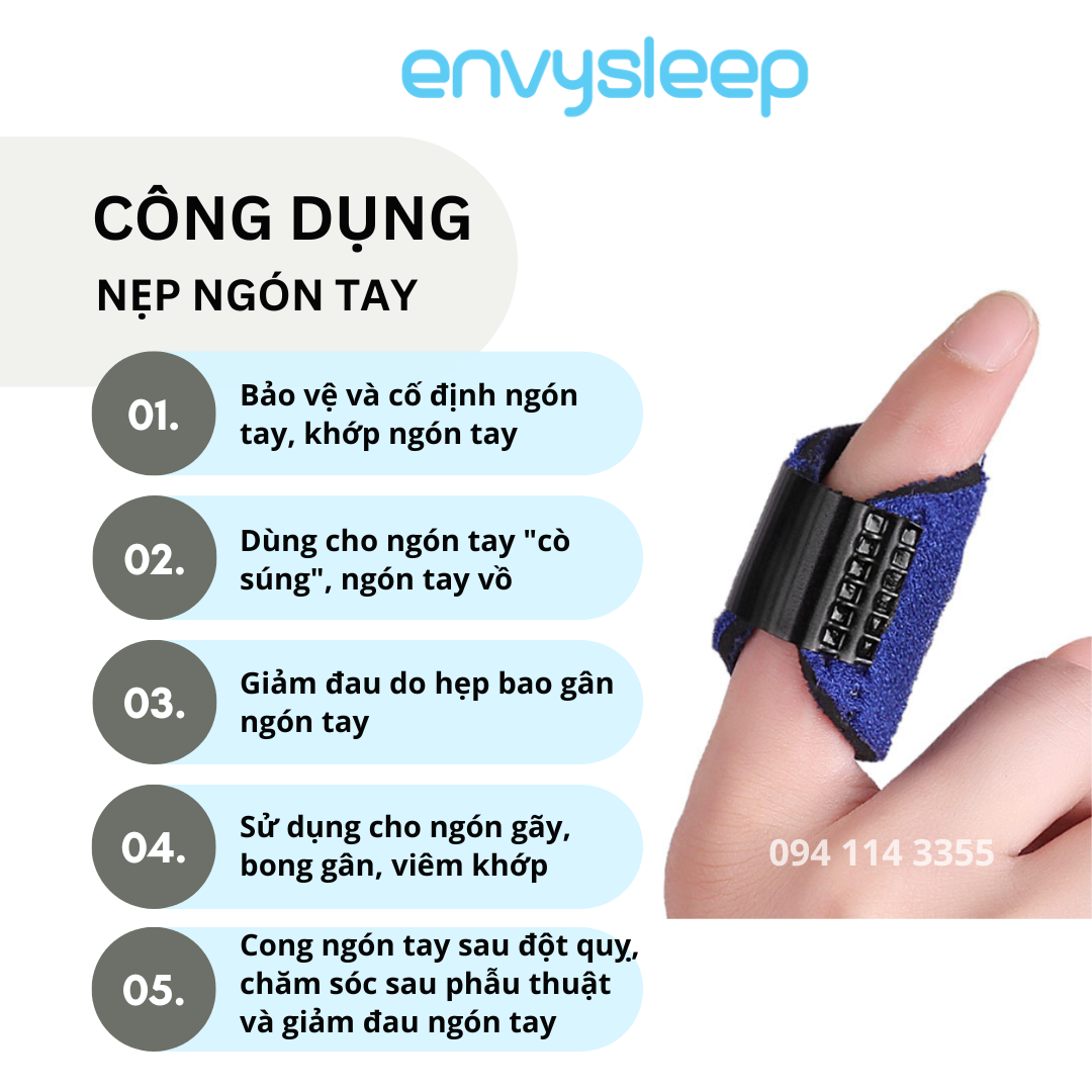 Nẹp ngón tay Envysleep cố định, giữ khớp xương cho ngón gãy trật gân, BỘ 1 CÁI