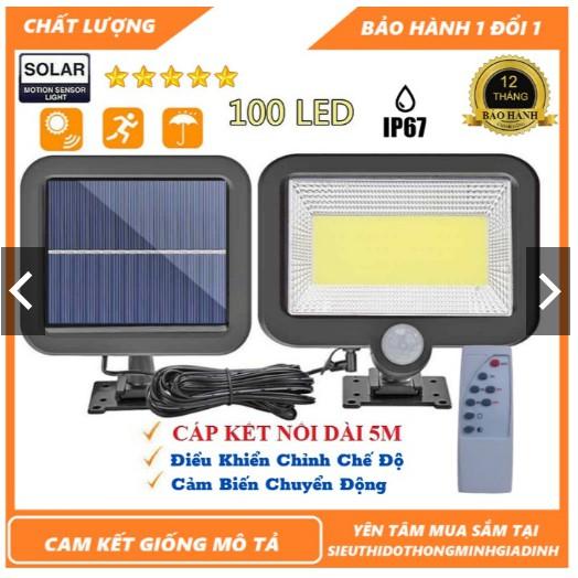 Đèn năng lượng mặt trời,đèn đường 100 Led cảm biến hồng ngoại 3 chế độ chống nước (CÓ ĐIỀU KHIỂN)