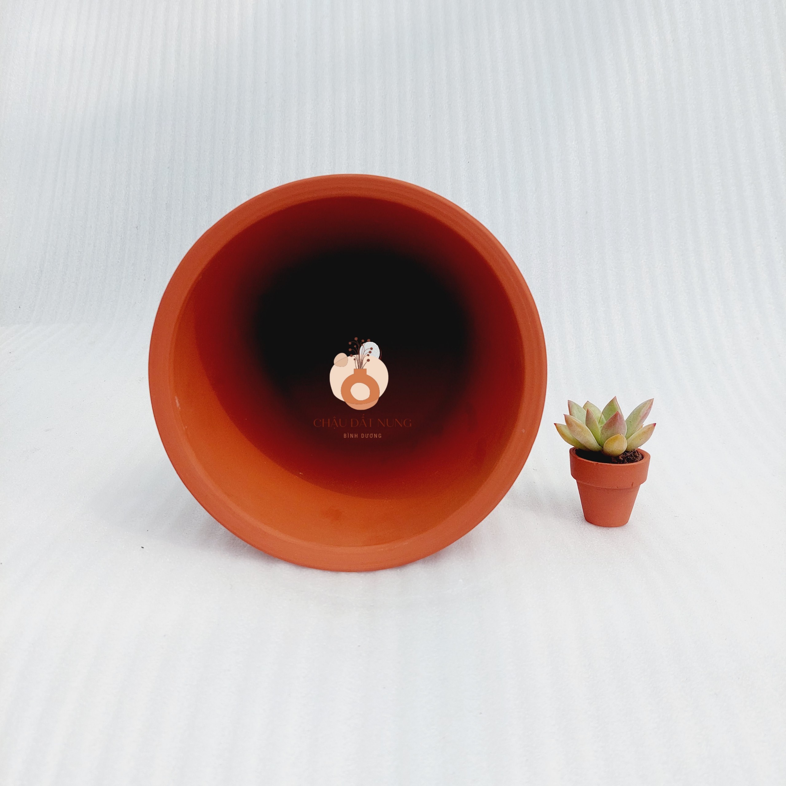 Chậu đất nung - Ly gờ hoa, miệng chậu 16cm, chiều cao 16cm