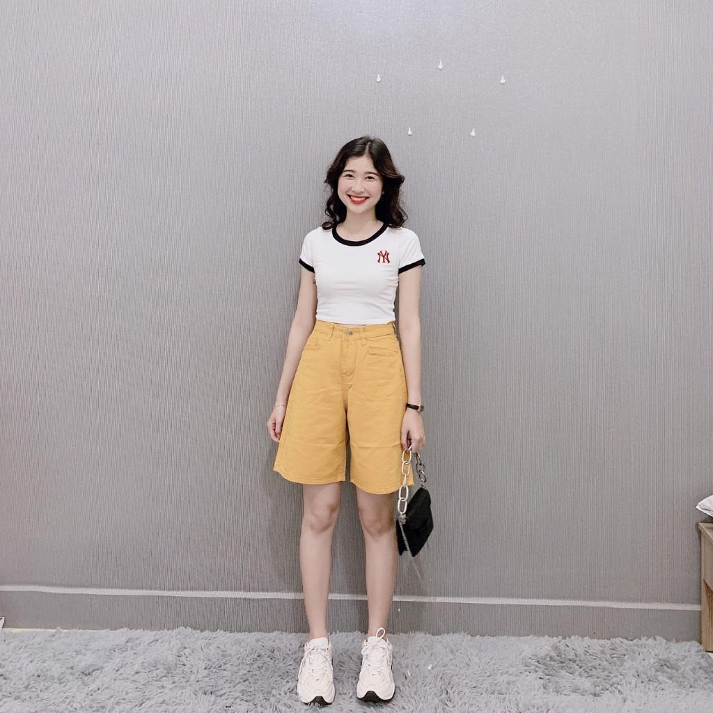 Quần Short Kaki Lửng Ulzzang, Ống rộng lưng cao Dáng Hàn Quốc SKA01 (KKN)