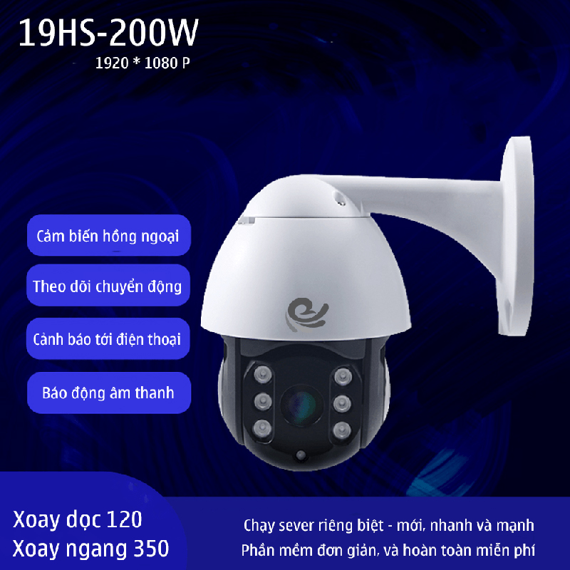 Camera WIFI độ phân giải 2.0Mpx xoay theo chuyển động, có báo động, đàm thoại 2 chiều, hình ảnh cực sắc nét 19HS200W