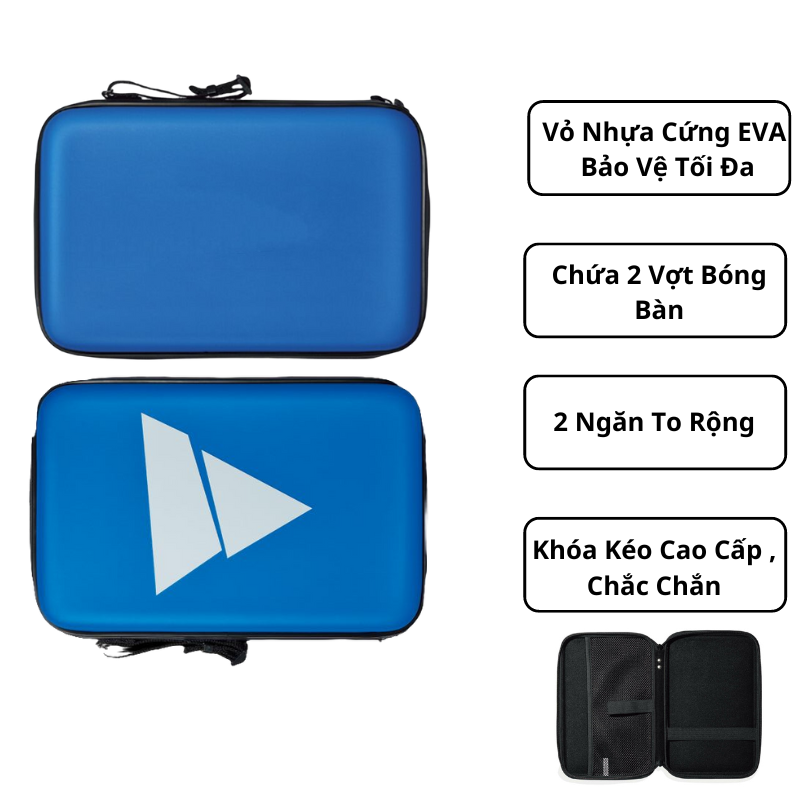 Bao Vợt Bóng Bàn Cao Cấp - Màu Xanh Biển - Nhựa EVA Cao Cấp - Lớp Vỏ Cứng - Hỗ Trợ Chống Nước , Chống Dơ