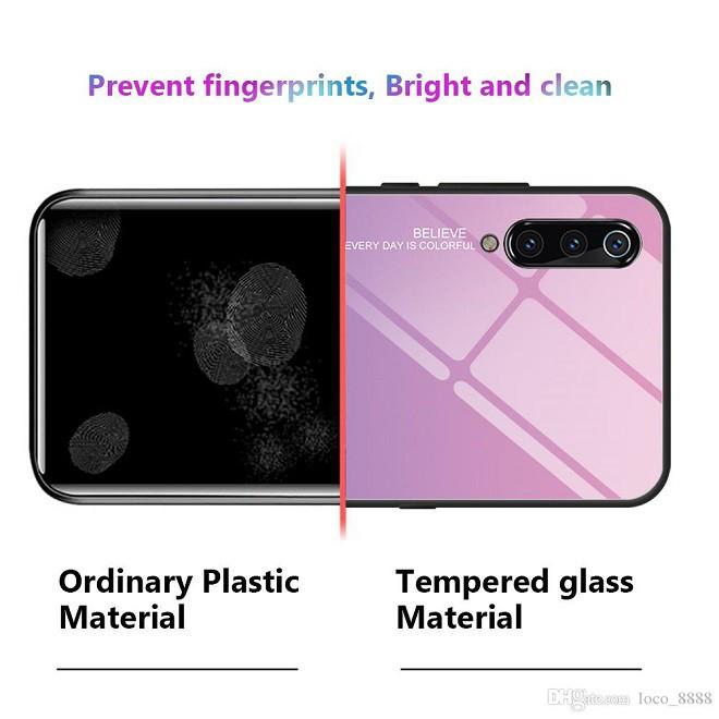 Ốp lưng kính màu Gradient viền dẻo cho Xiaomi Mi 9 SE