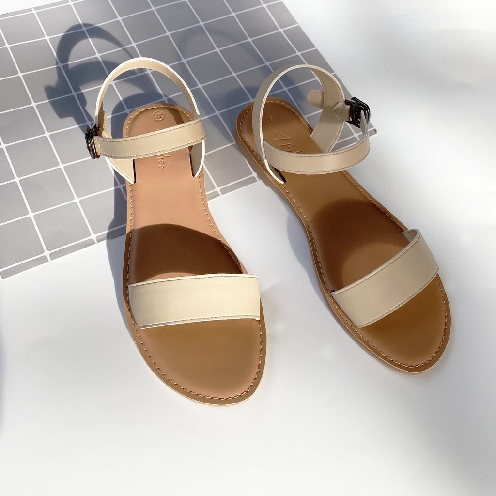 Sandal nữ đế bệt quai ngang chính hãng Hishoo có Bigsize S021