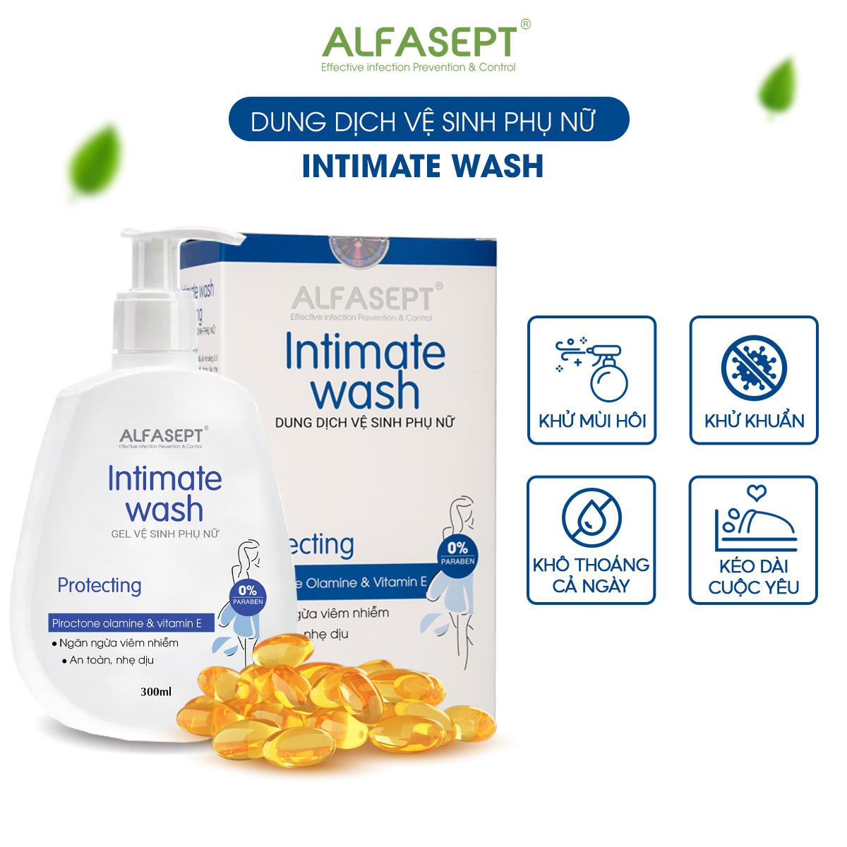 Dung dịch vệ sinh phụ nữ ALFASEPT Intimate Wash Protecting giúp khử mùi, khô thoáng cả ngày Chai 300ml