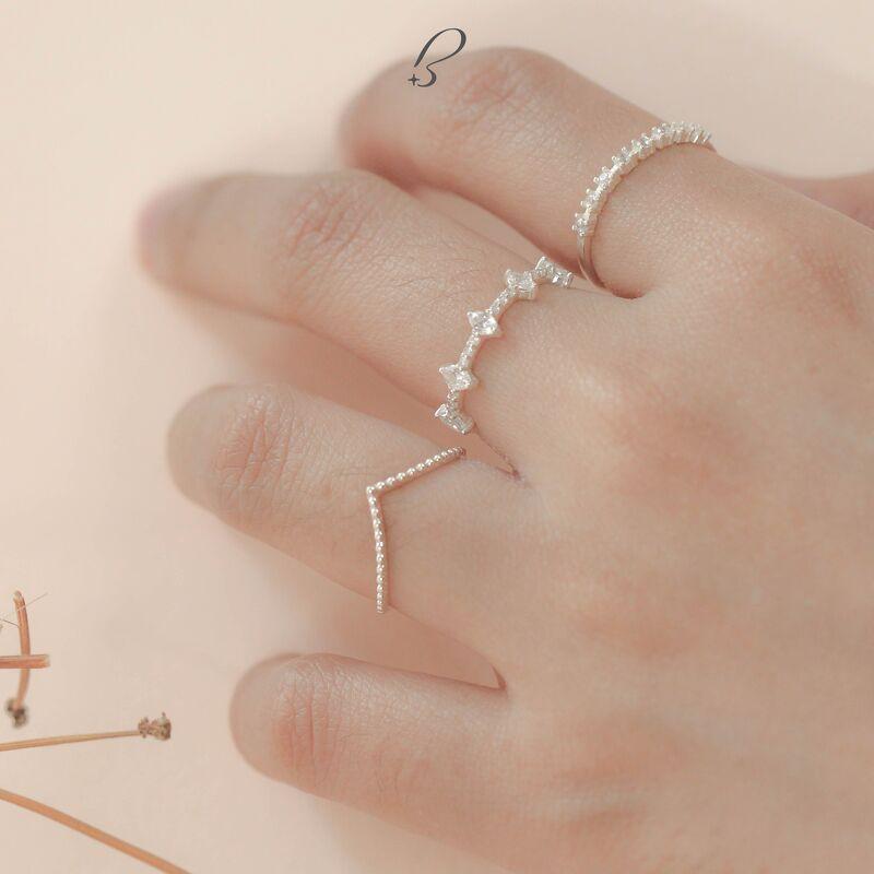 Nhẫn Bling It năm lá đính đá bạc BIN288