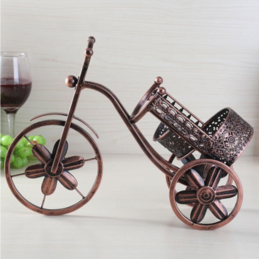 Kệ Xe Đạp Để Chai Và 2 Ly Vang Màu Đỏ Đồng NT013