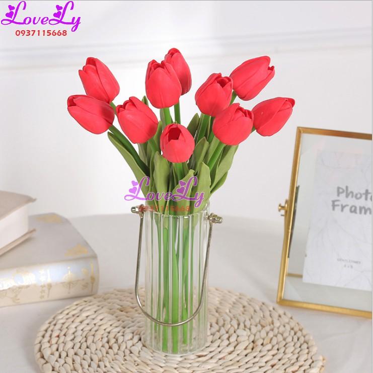 Hoa giả - Hoa Tulip cao su giả như thật decor trang trí nhà cửa