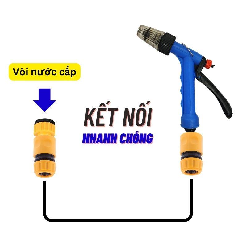 Bộ vòi xịt nước tưới cây VT01 rửa xe tăng áp kèm cút nối nhanh đầy đủ 4 món