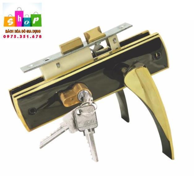 Khoá Tay Gạt  04503 màu vàng đen- khóa 3 chìa bằng đồng Cao cấp