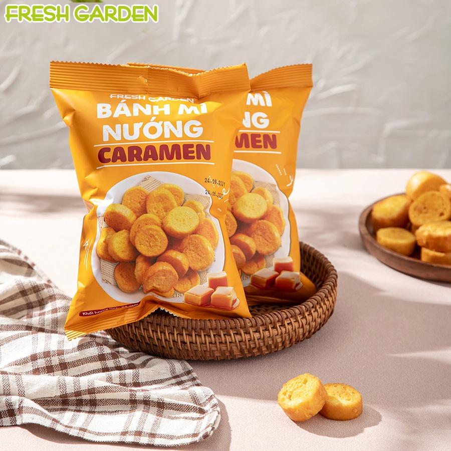 Snack Bánh Mì Nướng Caramen FRESH GARDEN Giòn Rụm Thơm Ngon Vị Caramen Phủ Đều Mặt Bánh Ngon Ngọt Nguyên Bản Gói 52g