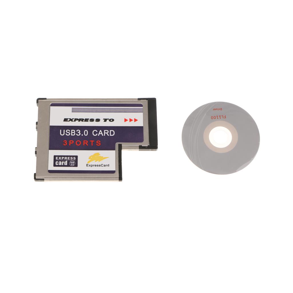 3Port USB3.0 Express Card ExpressCard 54mm Hidden Adapter For Laptop FL1100