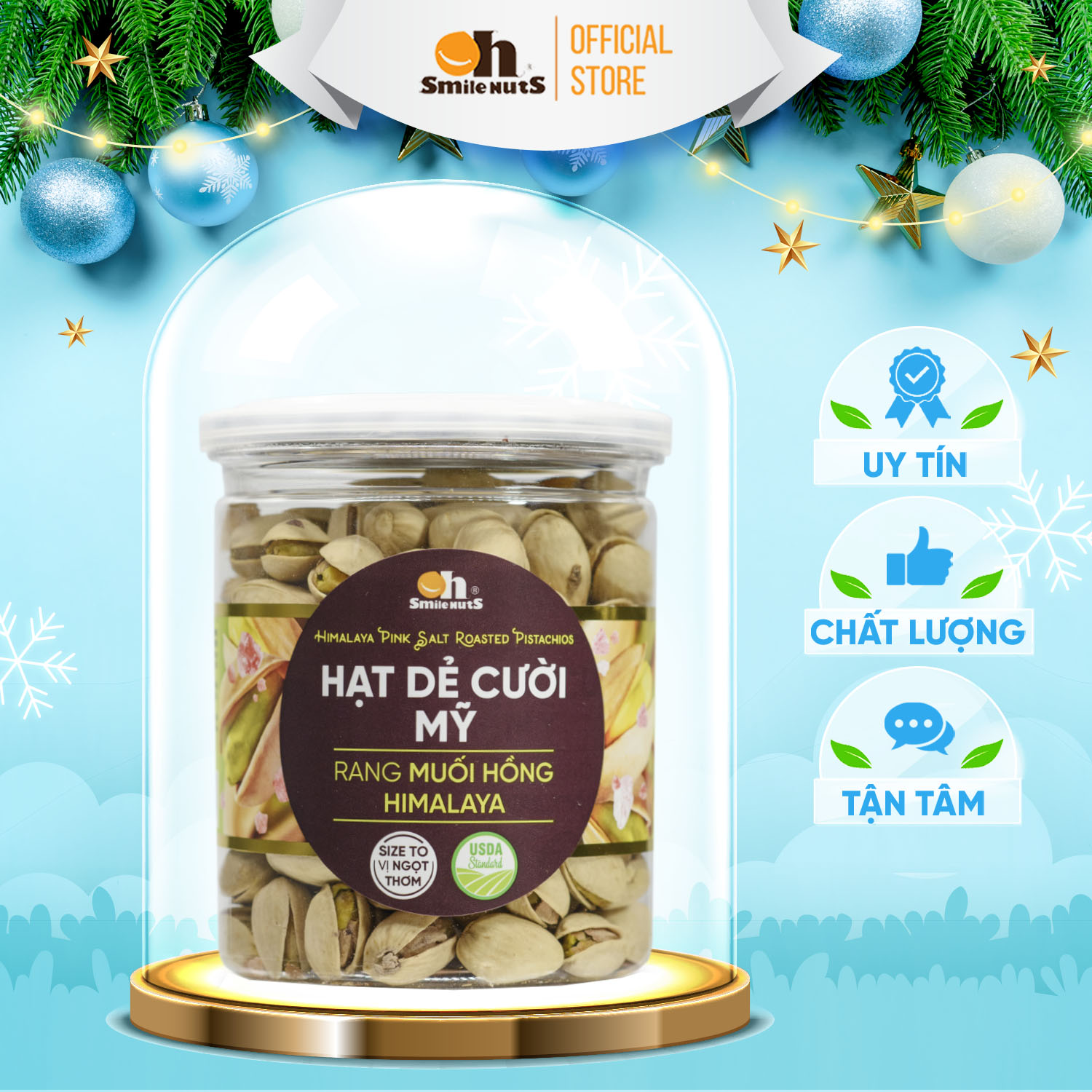 Hạt Dẻ Cười Mỹ Rang Muối Hồng Himalaya Smile Nuts _ Trọng lượng 215g/250g/475g/500g- Hạt dẻ cười (hạt hồ trăn, dẻ cười) cao cấp, mùa mới, vị tươi ngọt, không tẩy trắng, hàng chuẩn nhập khẩu từ Mỹ_Size 21/25 chuẩn USDA