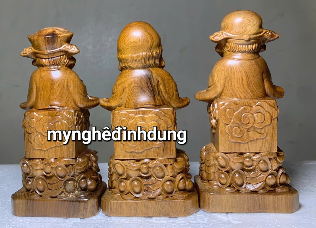 Bộ tượng tam đa phúc lộc thọ bằng gỗ bách xanh thơm nức kt cao 15x7x5cm