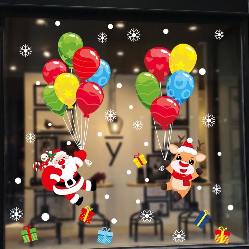 Decal trag trí Noel - Bong Bóng Bay giáng sinh vui nhộn