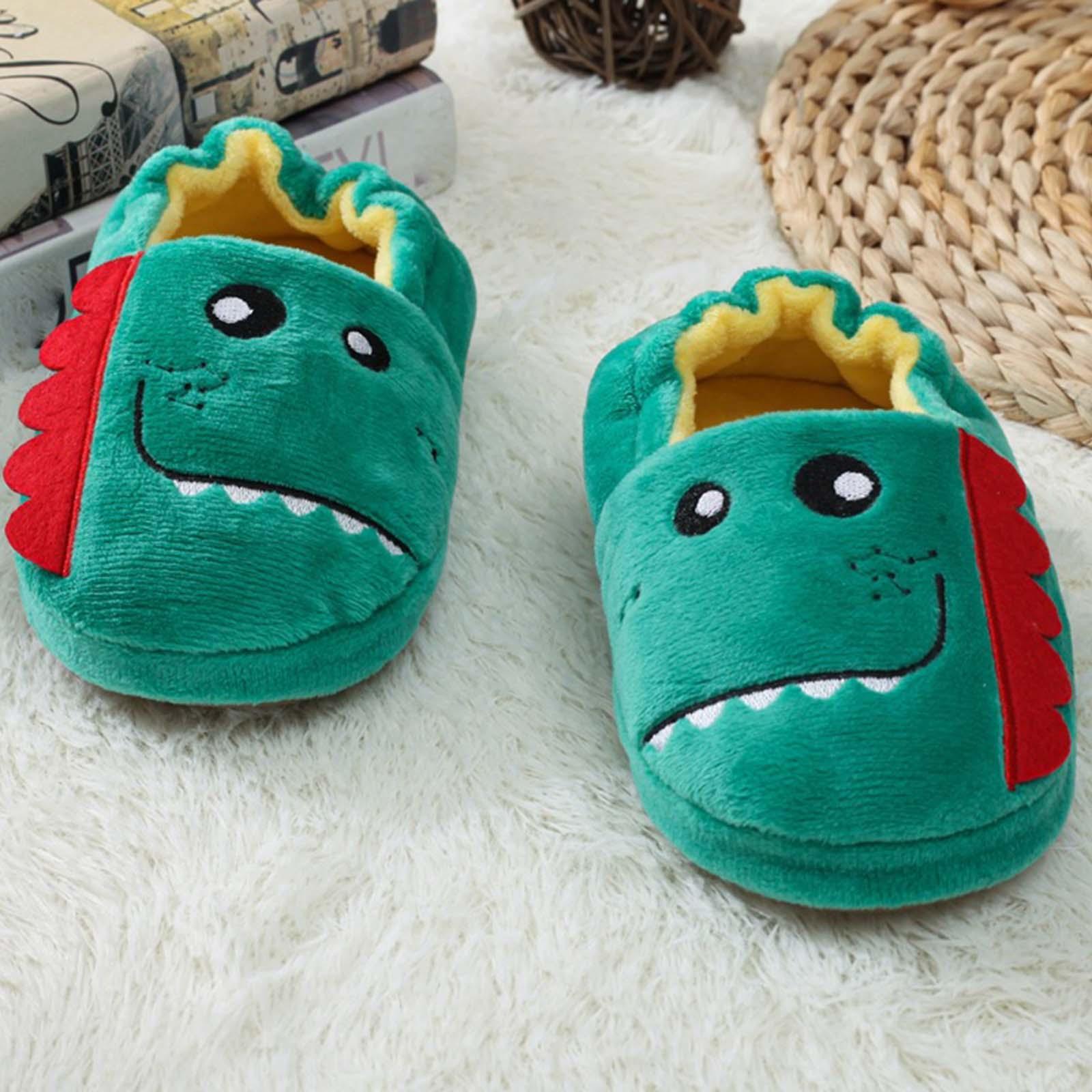 Dinosaur Shaped Slippers Soft Indoor Unisex Kids Boys Warm Shoes