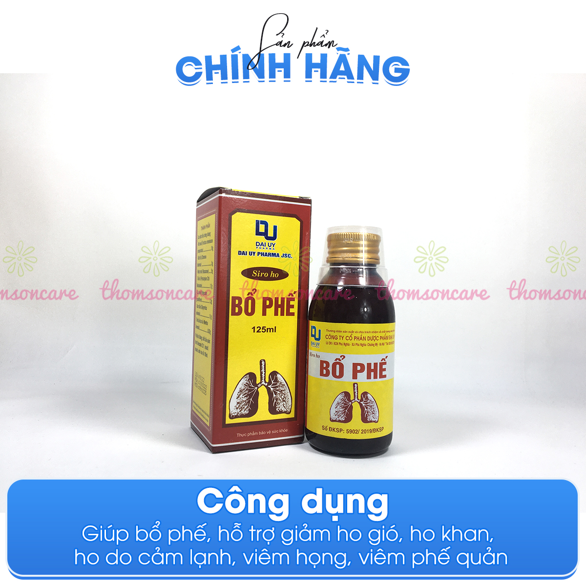 Siro ho bổ phế Đ.Y chai 125ml - Giảm ho, ngứa rát cổ họng, khàn tiếng, bổ phổi từ thảo dược