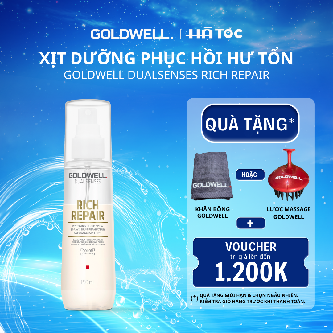 Xịt Dưỡng Phục Hồi Tóc Hư Tổn Goldwell Rich Repair Tái Tạo Tóc Tức Thì, Tóc Bóng Khỏe Tự Nhiên 150ml