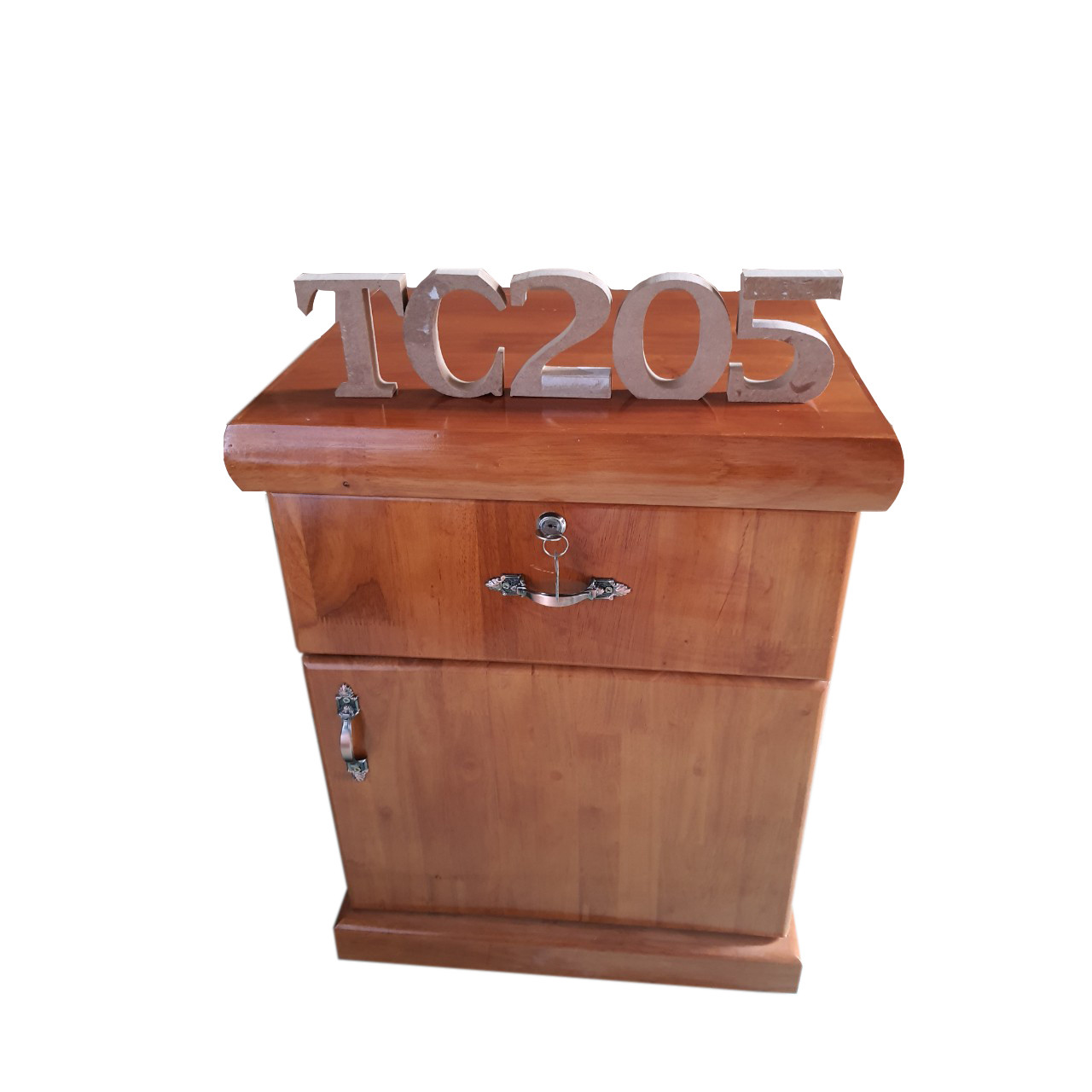Tủ đầu giường gỗ cao su 1 hộc tủ 1 cánh cửa TC205 - màu Mật Ong
