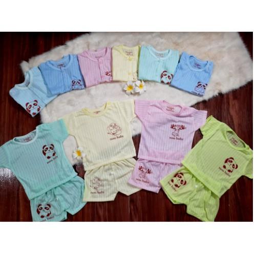 Combo 3 bộ quần áo cotton giấy mẫu trơn cho bé.