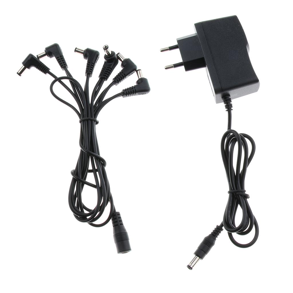 1 to 6 Way Guitar Effect Pedals Power Supply Cable + Adapter