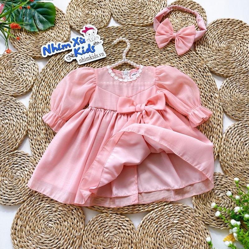 Váy Tơ Hồng Phấn Bé Gái 4 Đến 28kg, Đầm Công Chúa Bé Gái