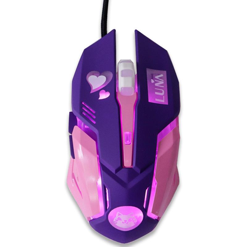 USB Chuột Chơi Game Có Dây Hồng Máy Tính Chuyên Nghiệp Thể Thao Điện Tử Chuột 2400 DPI Nhiều Màu Sắc Backlit Silent Chuột Lol Dữ Liệu laptop