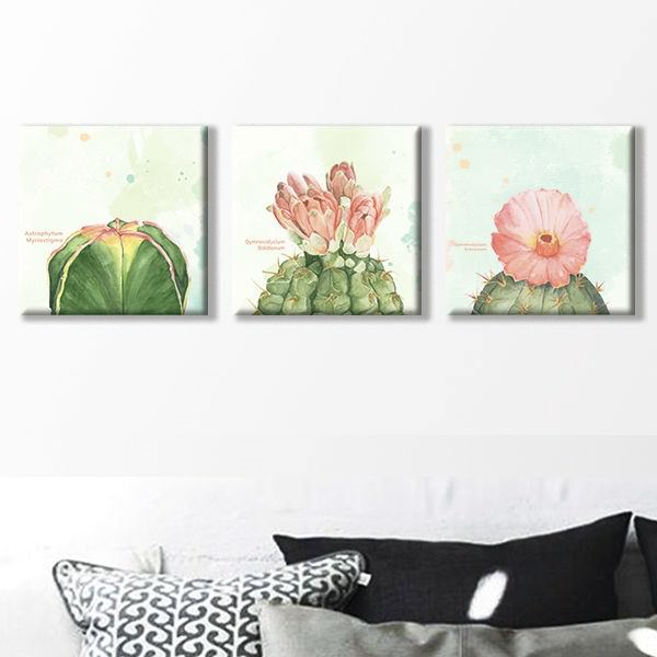Bộ 3 Tranh Canvas Viền Composite Treo Phòng Khách "Hoa Xương Rồng" W103