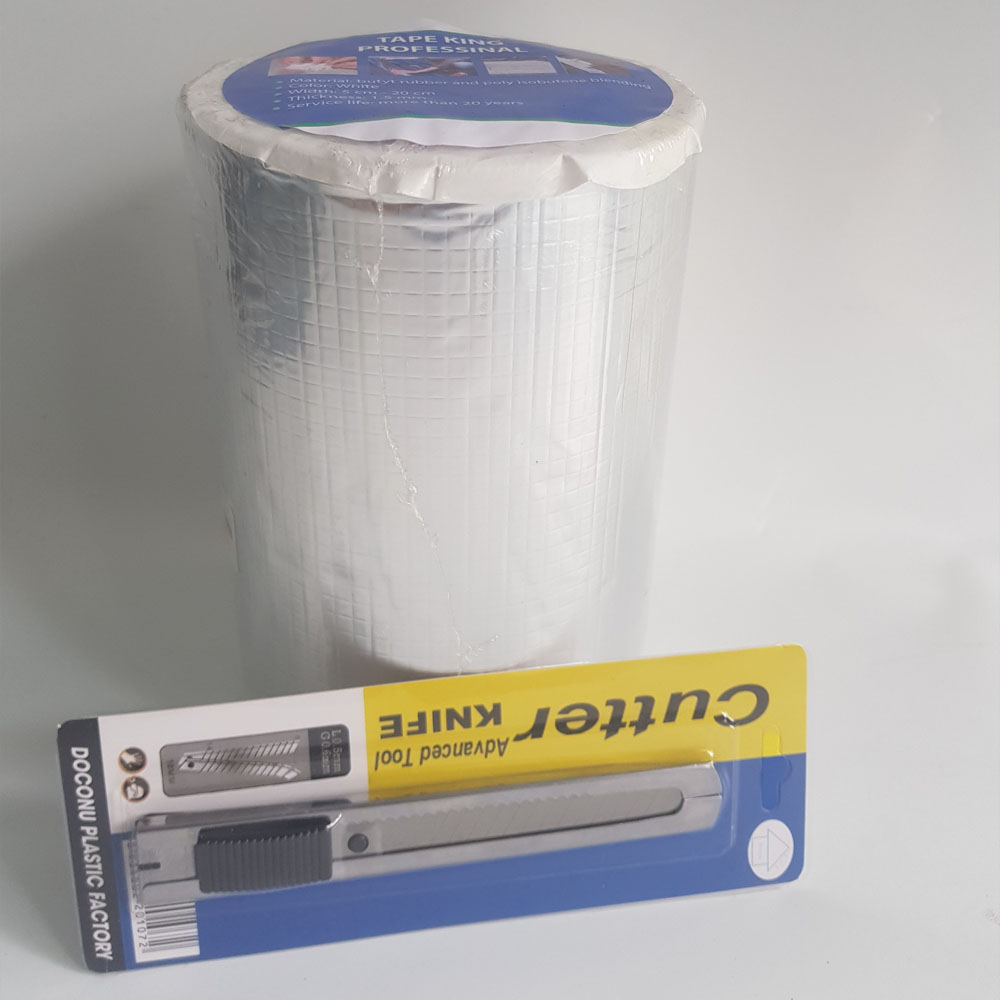 Băng keo chống thấm chống dột 20cm x 5m Doconu. Tặng kèm dao cắt băng keo