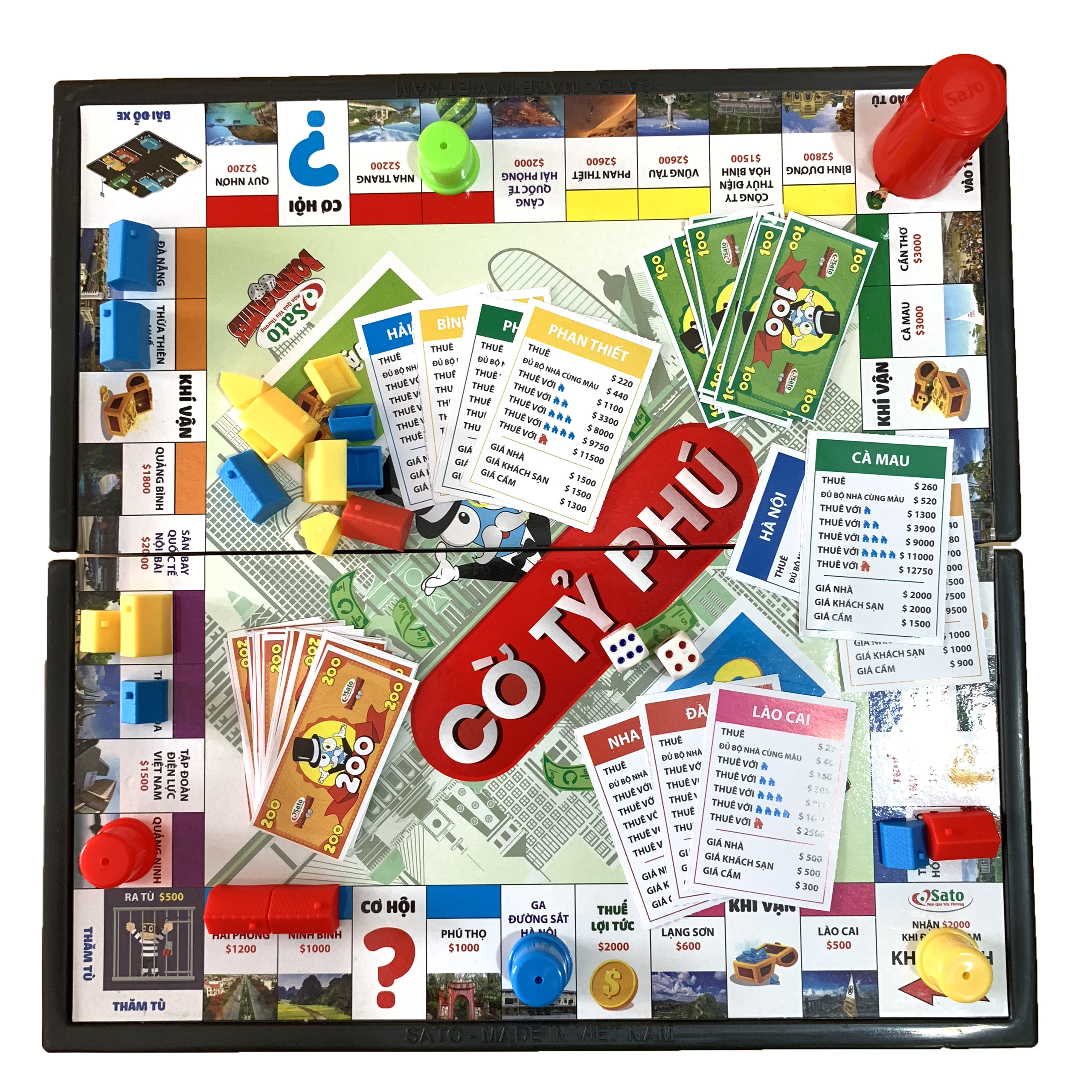 Cờ Tỷ Phú Việt Nam Monopoly Phiên Bản Các Địa Danh Kèm 4 Ngựa Gỗ Hỗ Trợ Chơi Vui Nhộn Hơn