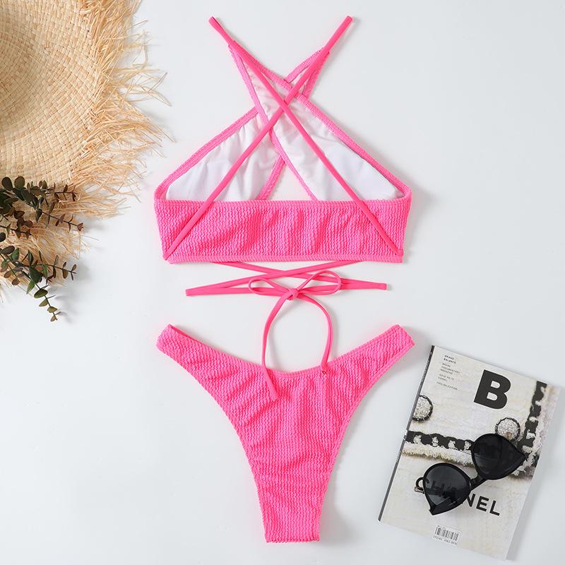 Gợi Cảm Sườn Criss Cross Dây Bikini Đồ Bơi Cho Nữ Đồ Bơi 2021 Brasil Bikini Bộ Đẩy Lên Áo Tắm Nữ Đi Biển