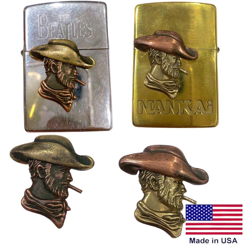 Eblem Ziippo Mỹ chủ đề Cowboy Chuẩn Zin Đồng thau Solid Brass, và đồng đỏ Copper, bạc khối